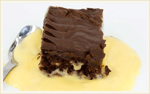 Chocolate Fudge Cake with Custard